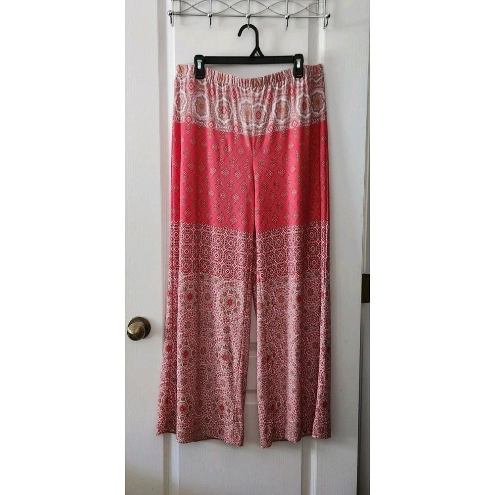 Chico's Lounge/Boho Pants, Wide Leg Elastic Waist, Pull-on  Coral Sz‎ L (12)